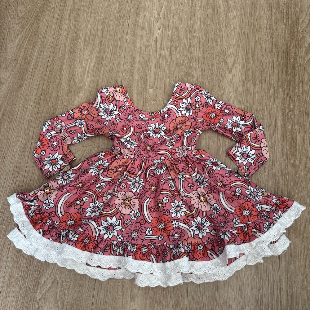 cheeky plum Pink Floral Lace-Trim Dress